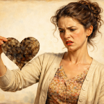 woman holding a dirty heart