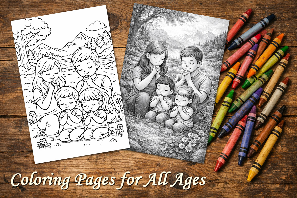 family praying coloring pages