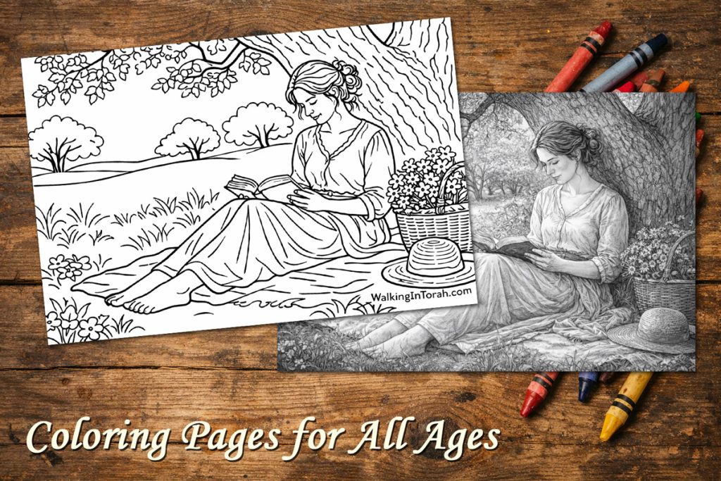 lady reading coloring pages